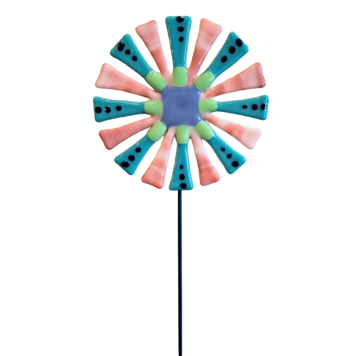 Handmade Polka Dot Glass Flower Sculpture - Medium