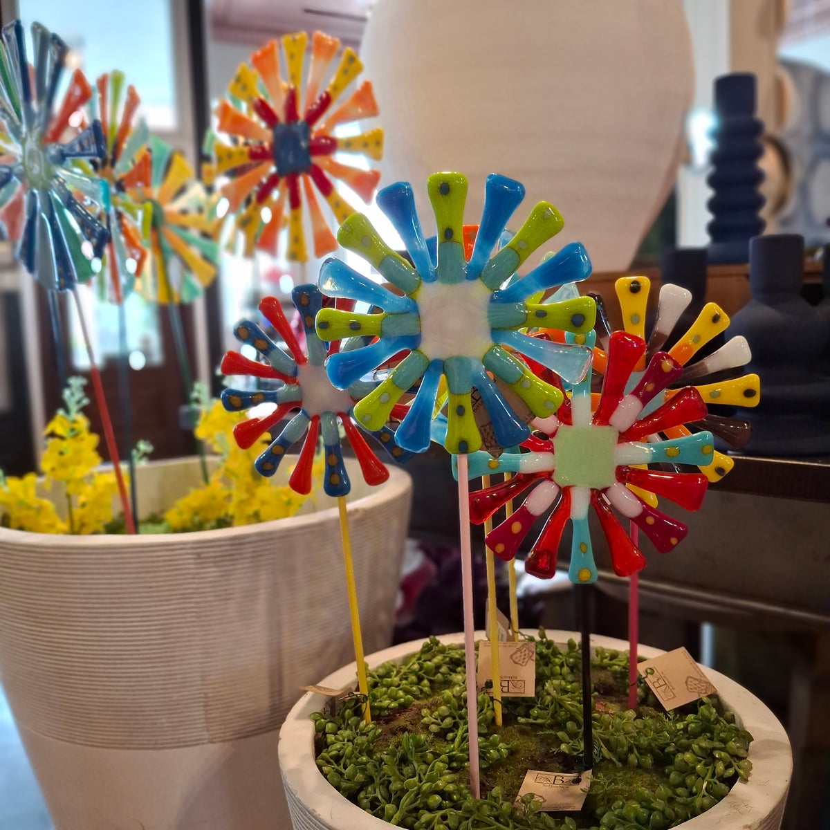 Handmade Polka Dot Glass Flower Sculpture - Small