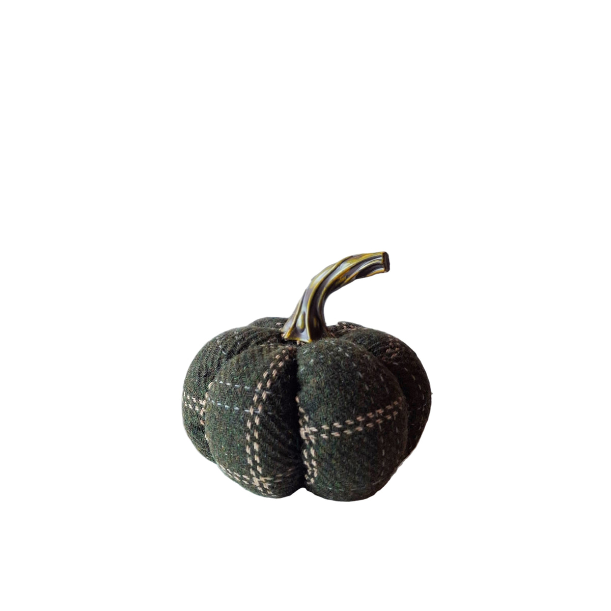 Green & Tan Plaid Pumpkin - Small