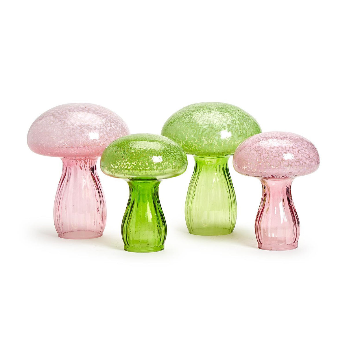 Hand Blown Glass Mushroom w/ Fluted Stem & Speckled Cap