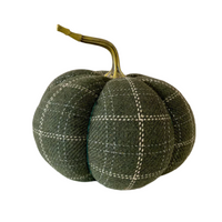 Green & Tan Plaid Pumpkin - Large