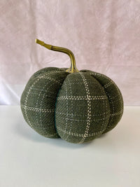 Green & Tan Plaid Pumpkin - Large