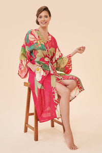 Powder Design Delicate Tropical Kimono Gown - Dark Rose