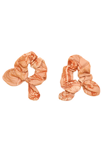 Ornate Toile Scrunchies - Coral (Set of 2)