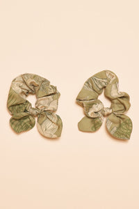 Ornate Toile Scrunchies - Olive (Set of 2)