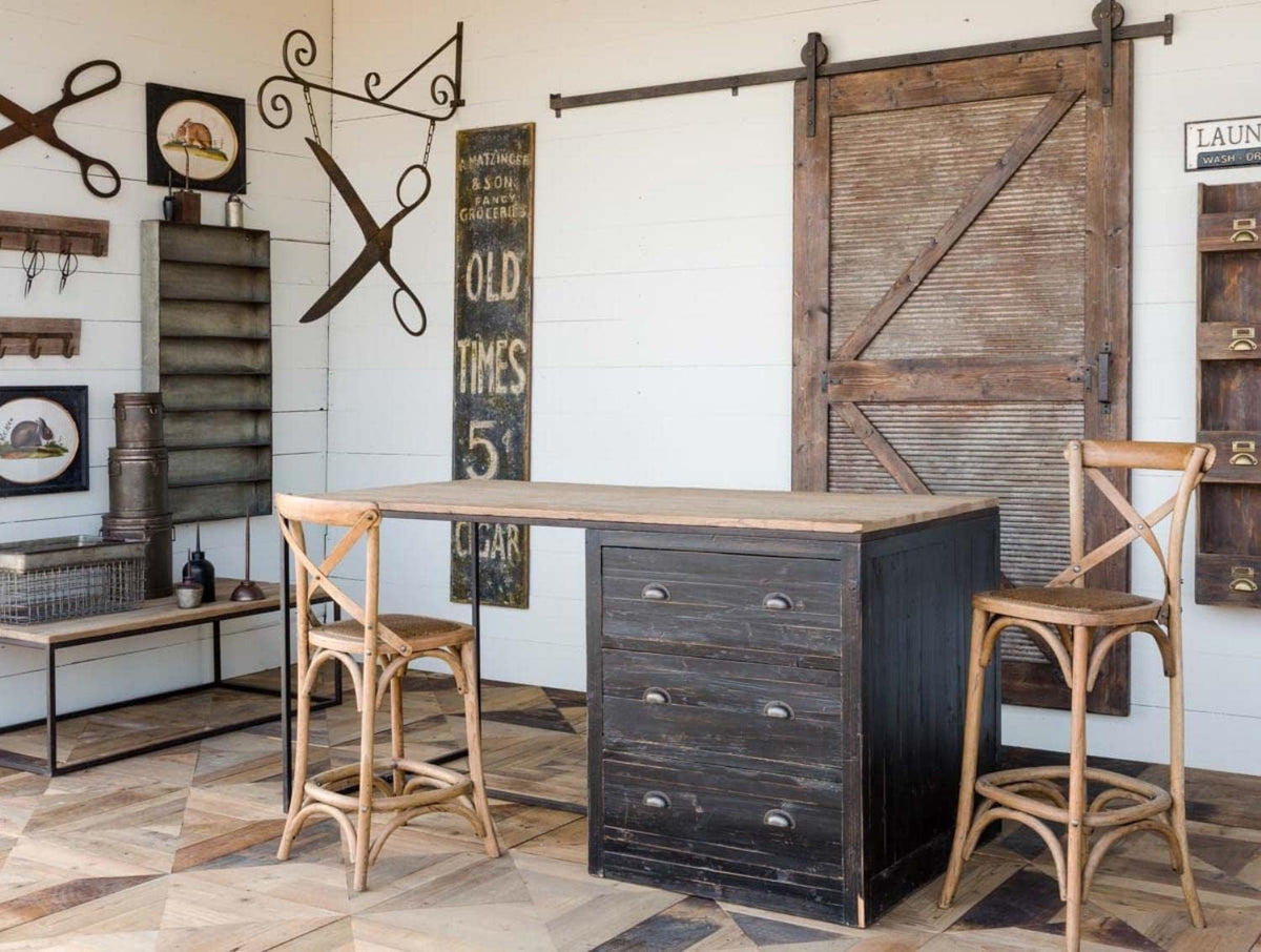 Oak Stool with Cross Back
