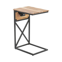Crestview Collection Bengal Manor Natural USB Power C Side Table