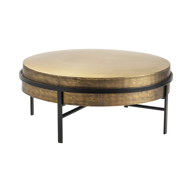 Hudson Textured Brass & Black Cocktail Table