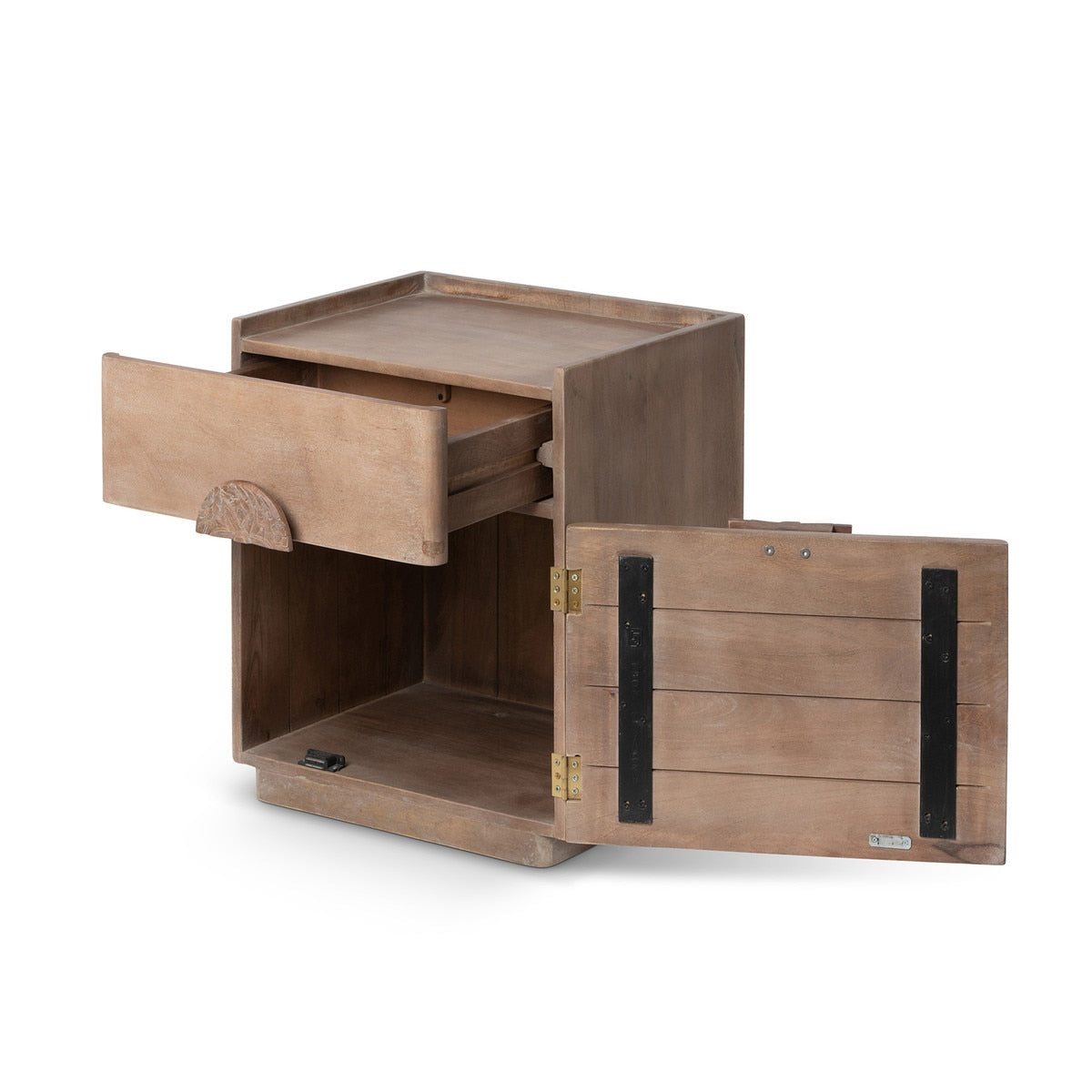 Hand Carved Rosette Mango Wood Side Table