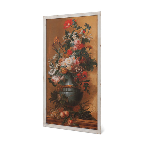 Classic Framed Floral Prints w/ White Distressed Frame