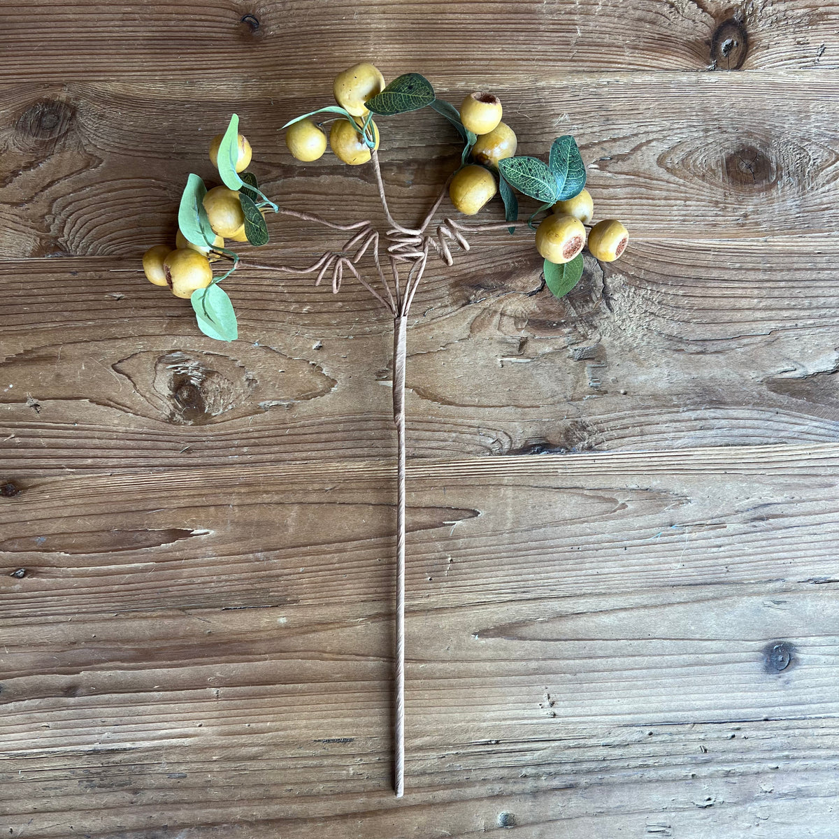 Olive Pod Spray Stem with Green Leaves - 19"