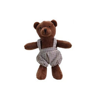 Plush Animal Stuffie in Cotton Overalls