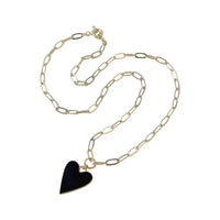 Black Enamel Heart Necklace
