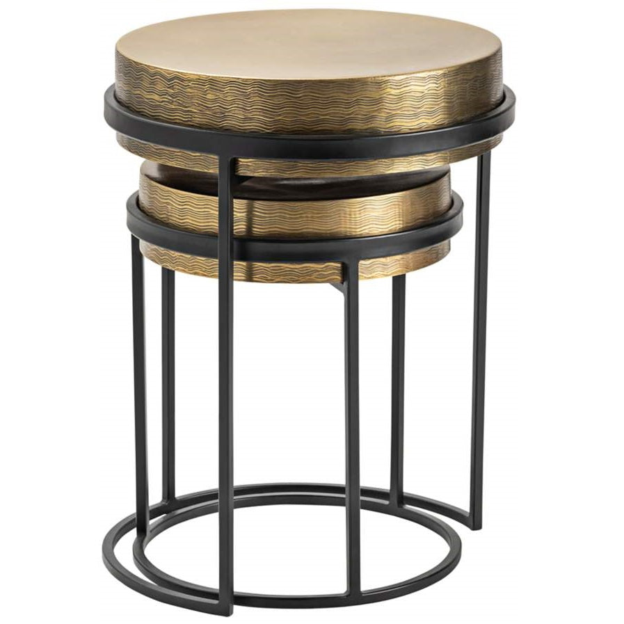 Hudson Textured Brass & Black Nesting Table (Set of 2)