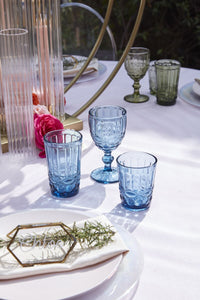 Vintage Inspired Momento Glass Drinkware - Blue