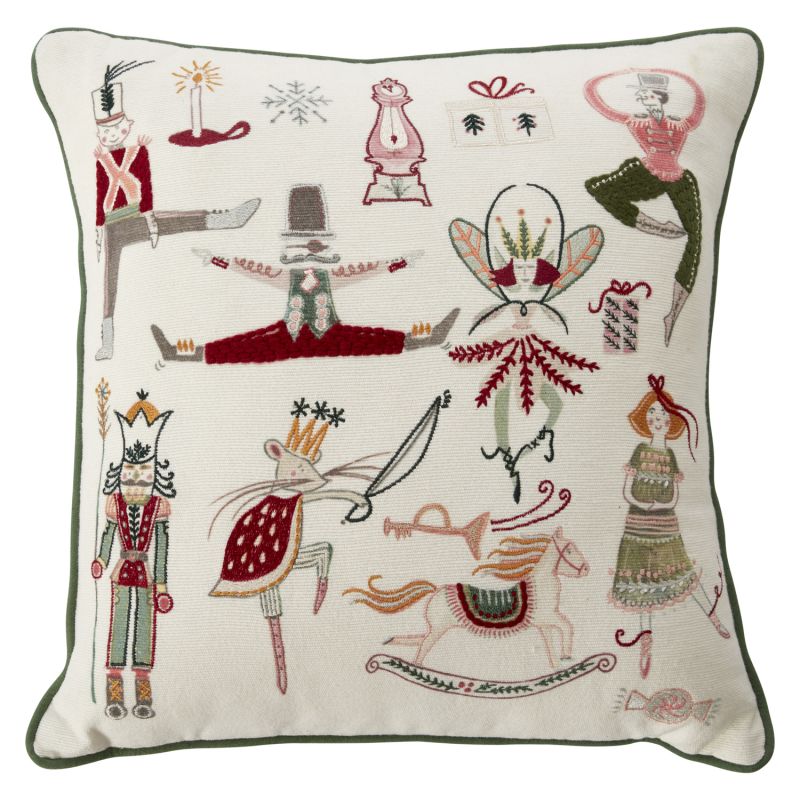 Nutcracker Waltz Square Embroidered Throw Pillow - 18"