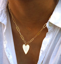 White Enamel Heart Necklace