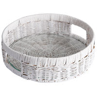 White Wicker Hailey Tray with Glass Bottom