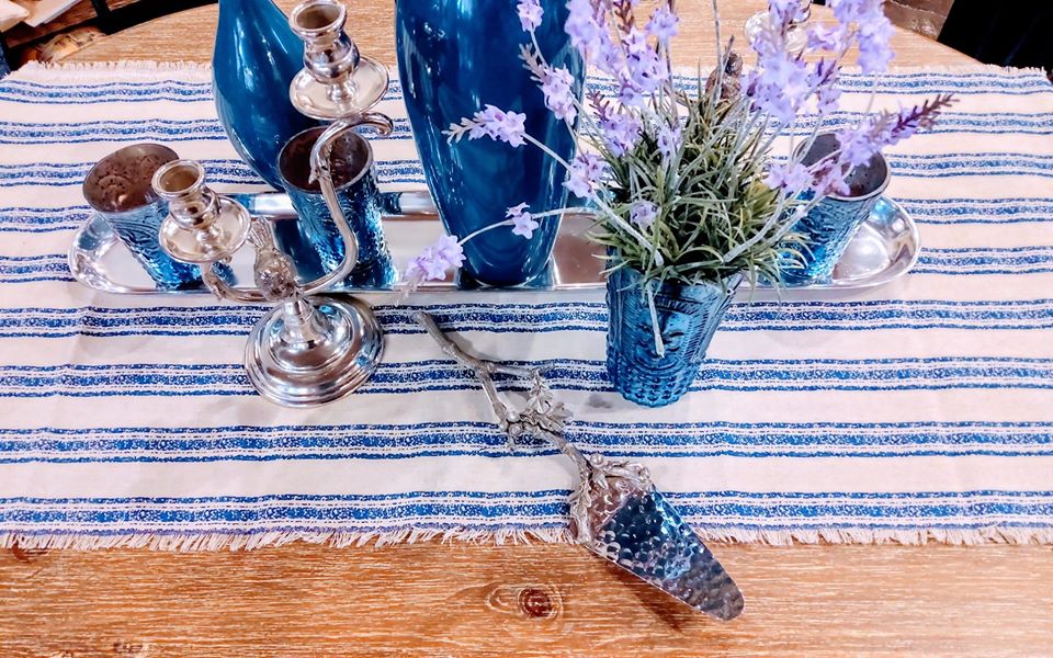 Marine Blue Embossed Votive Holder