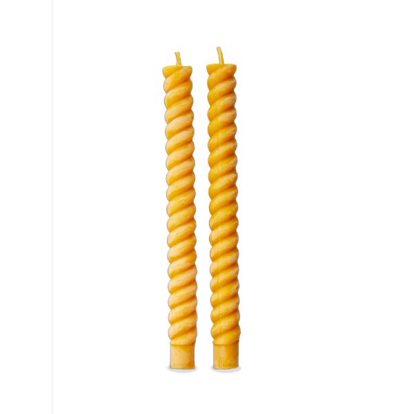 Honey Beeswax Spiral 10" Taper Candles (Set of 2)