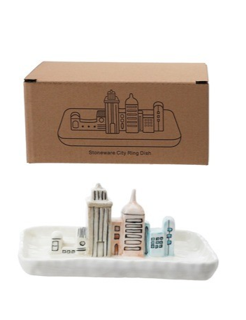 Stoneware City Skyline Jewelry Dish