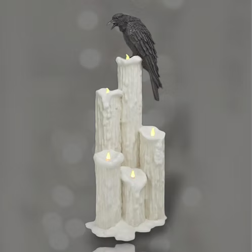 31" Black Crow on LED Candles