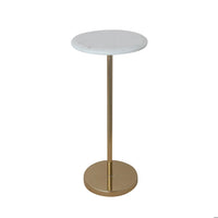 Metal Martini Table w Marble Top, Gold Finish & White