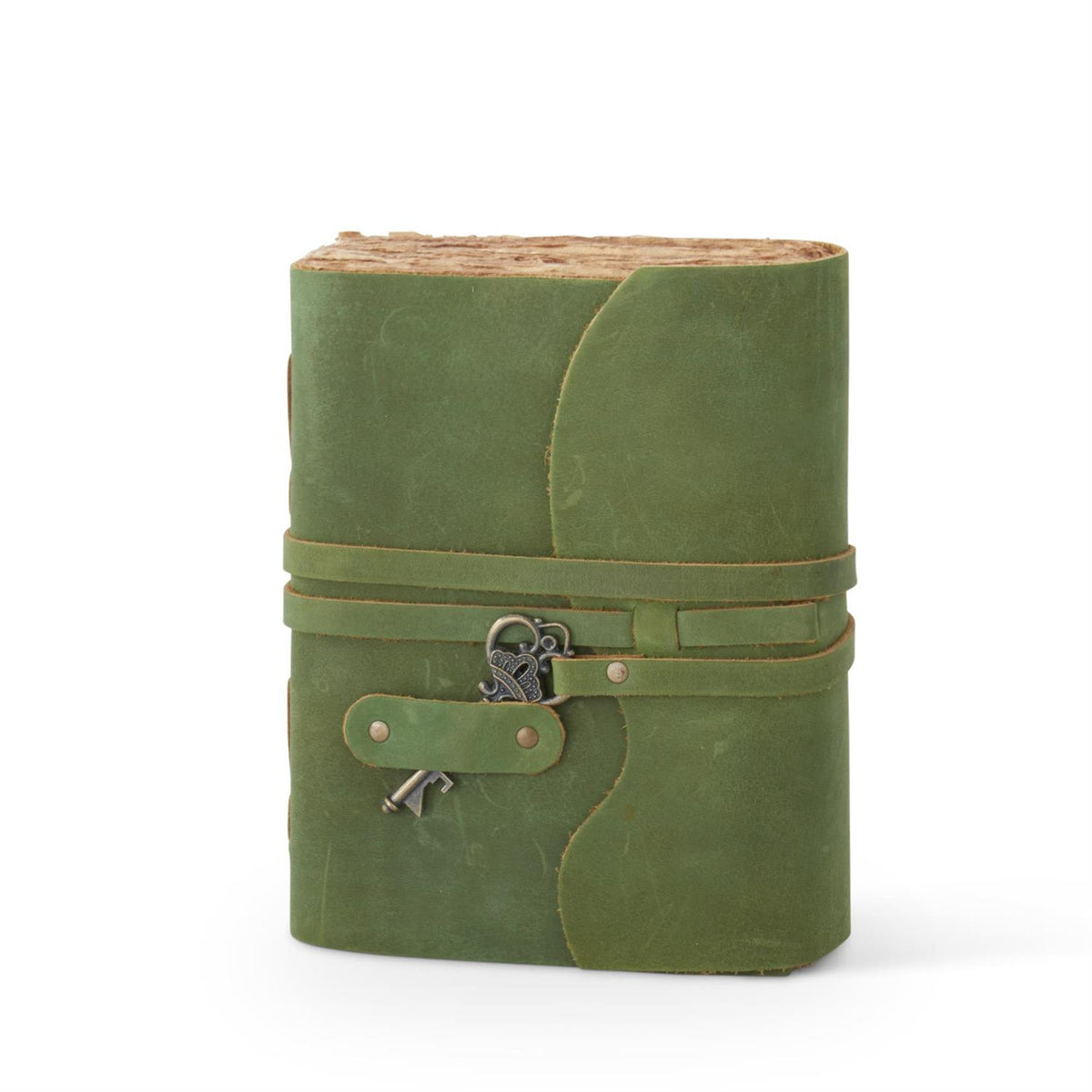 Large Hand-Crafted Leather Unlined Journal w/ Antique Key