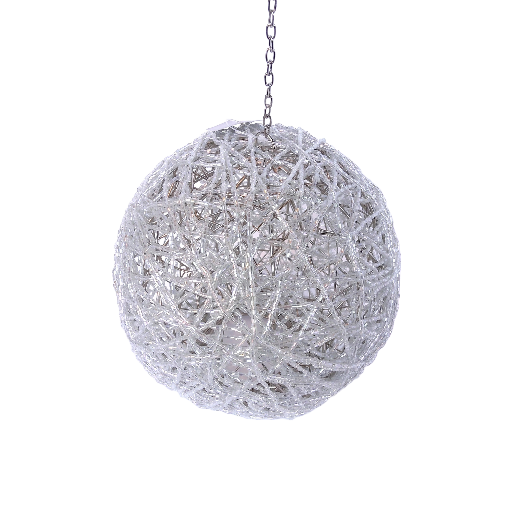 Open Weave Silver Glitter Ornament