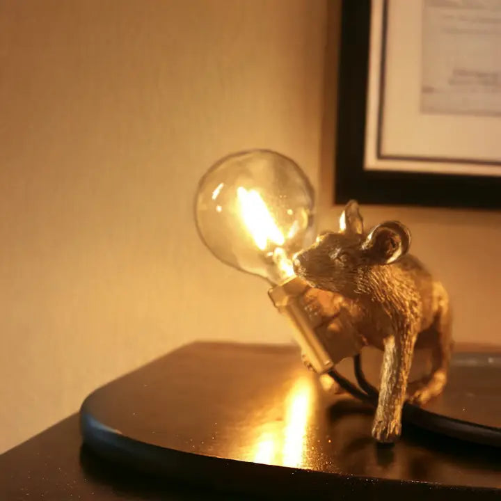 Gold Plated Resin Mouse Lamp