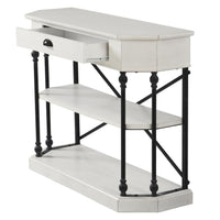 White 3-Tier Single Drawer Clipped Corner Console Table