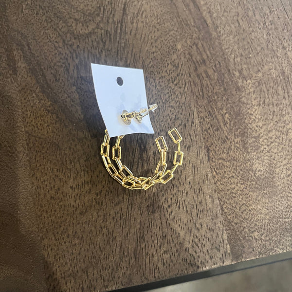 Go Home Gold Chain Hoop Earrings- 1.5"