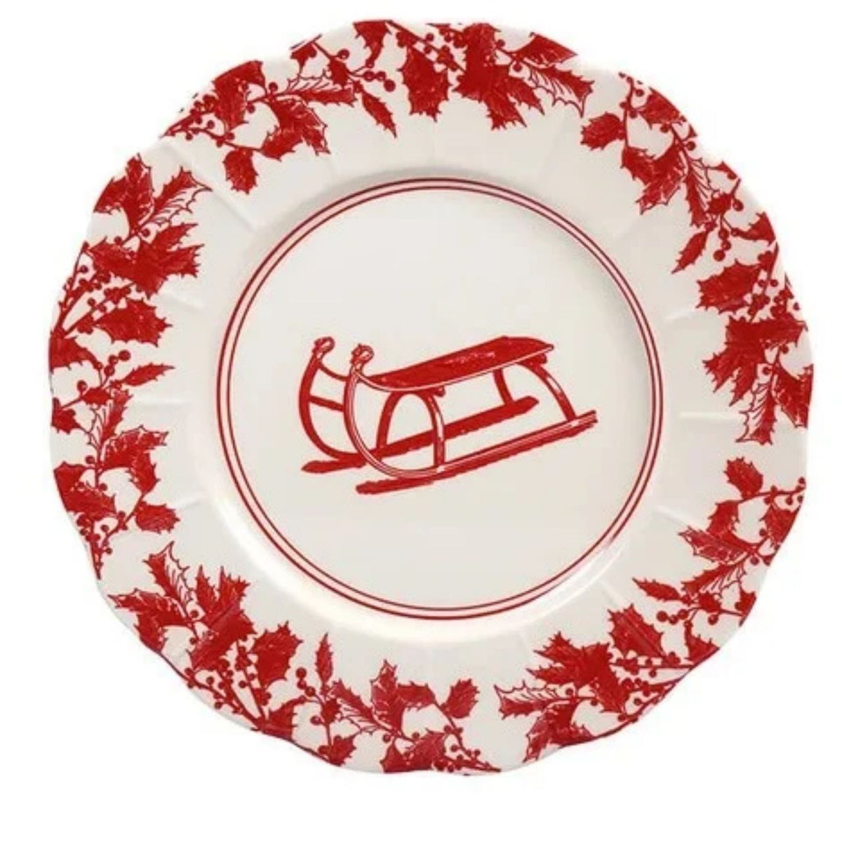 8" Yuletide Scalloped Plate