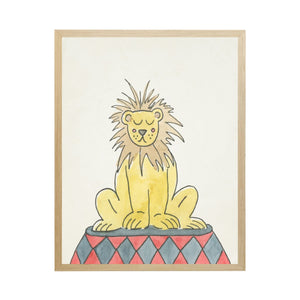 Framed Watercolor Circus Lion Wall Art