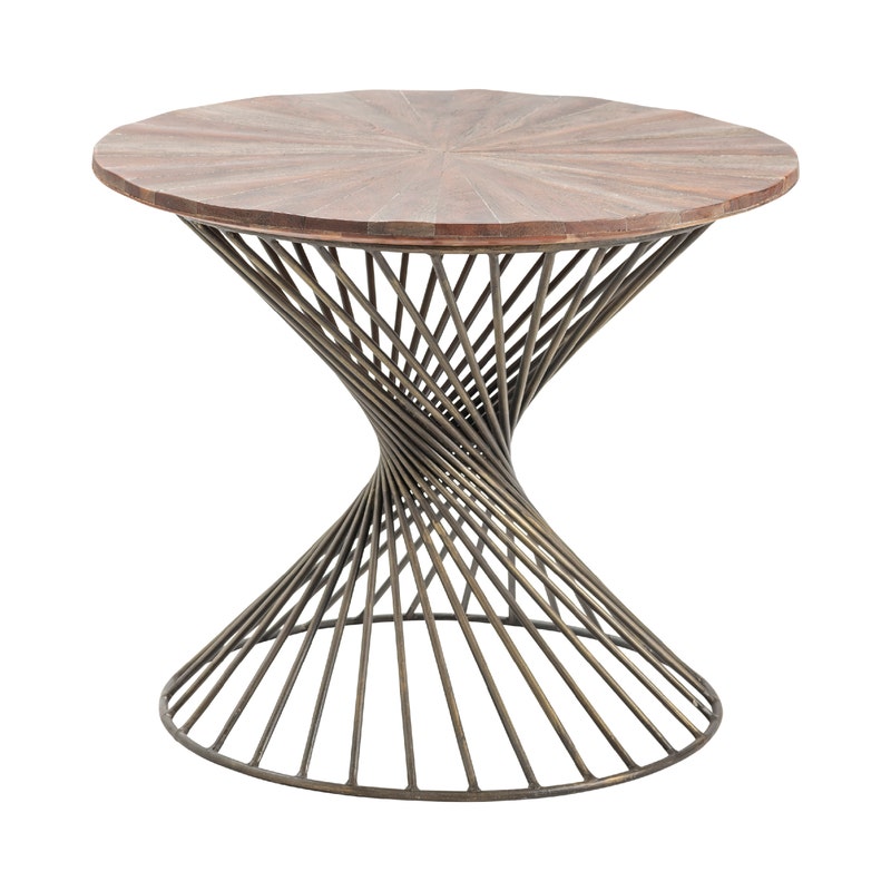 Rustic Twisted Wood & Metal Accent Table