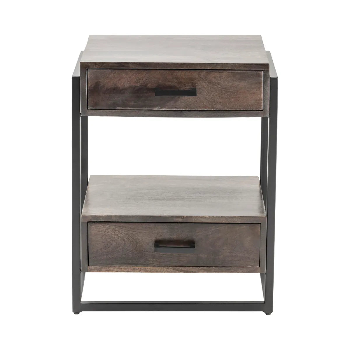 Rustic Wood 2-Tiered Side Table