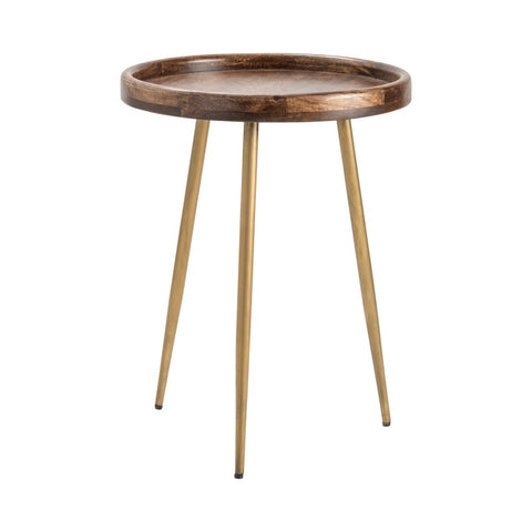 Wood & Gold Accent Table