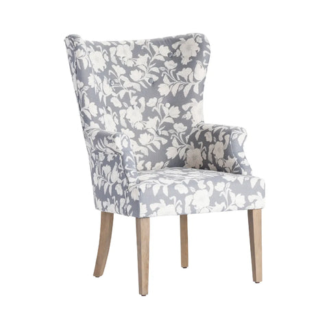 Gray Floral Wingback Accent Chair