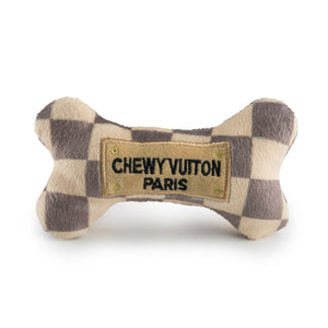 Haute Diggity Dog Brown Checker Chewy Vuiton Dog Bone Toy
