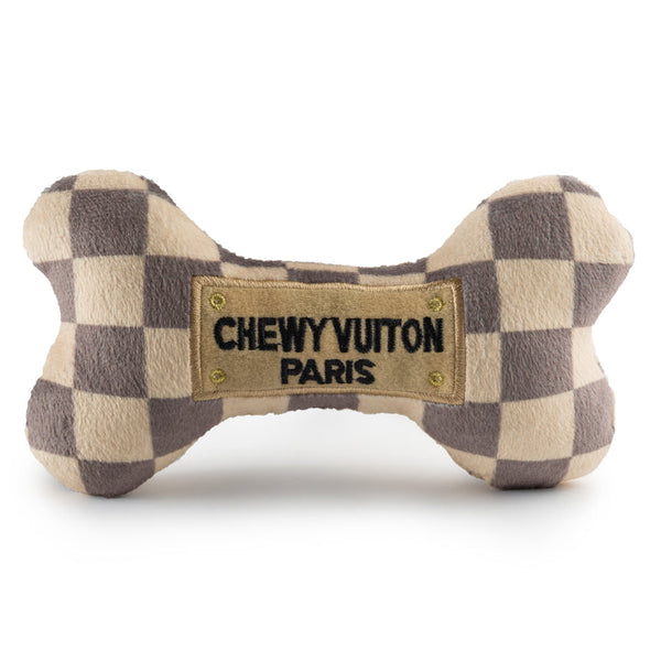 Haute Diggity Dog Brown Checker Chewy Vuiton Dog Bone Toy