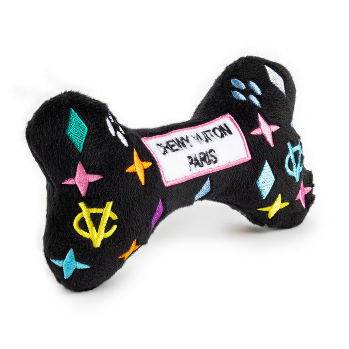 Haute Diggity Dog Black Monogram Chewy Vuiton Dog Toy Bone