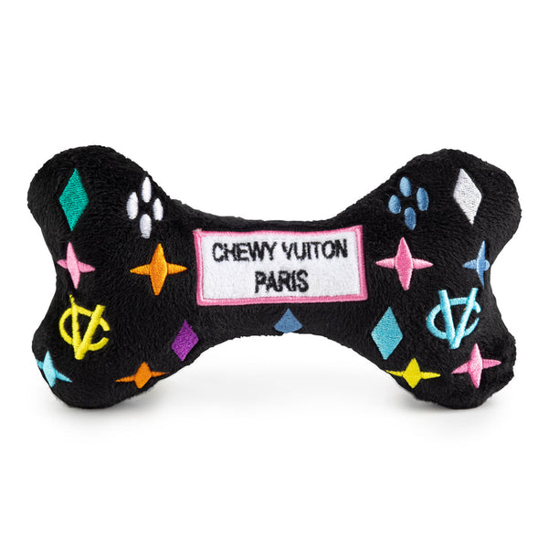 Haute Diggity Dog Black Monogram Chewy Vuiton Dog Toy Bone