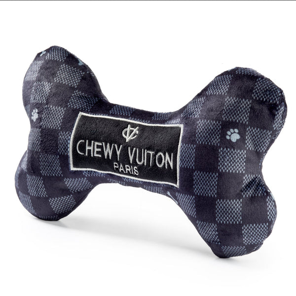 Haute Diggity Dog Black Checkered Chewy Vuiton Dog Toy Bone