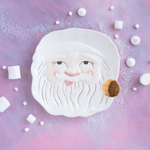 Ceramic Papa Noel Santa Face Cookie Platter