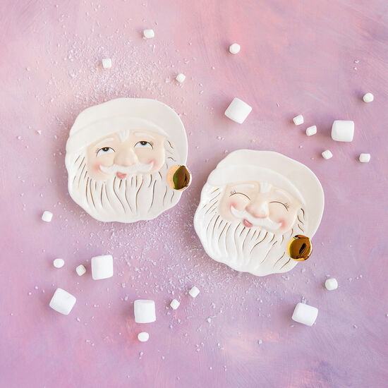 Ceramic Papa Noel Santa Face Christmas Cookie Plate