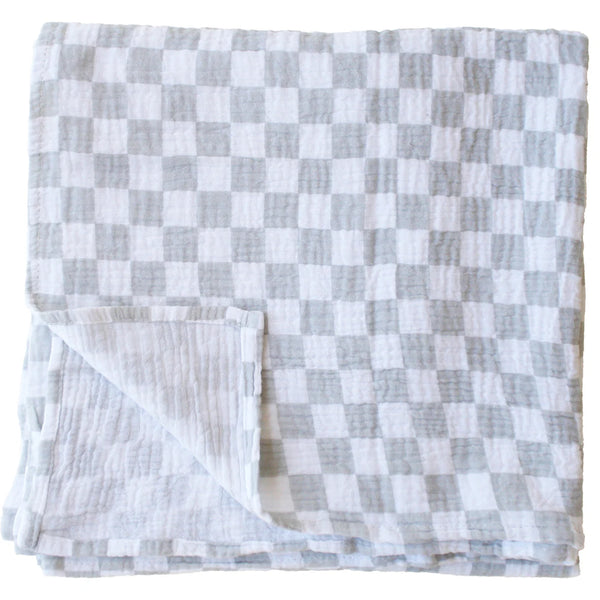 Muslin Swaddle - Dove Grey Check | Alimrose