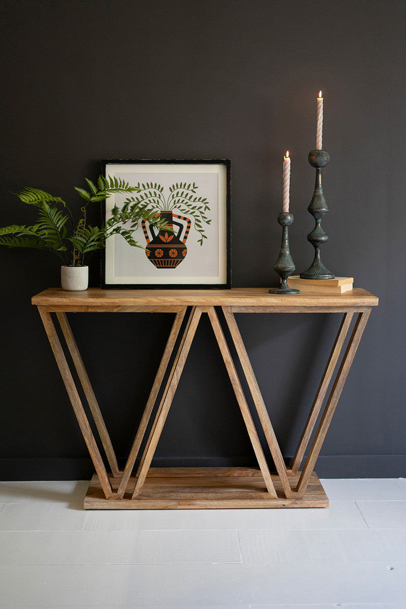 Mango Wood Triangle Base Console Table