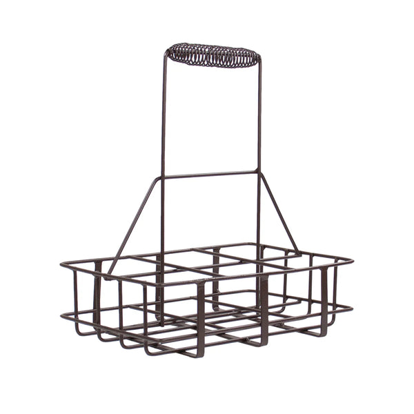 Metal wire caddy on a white background