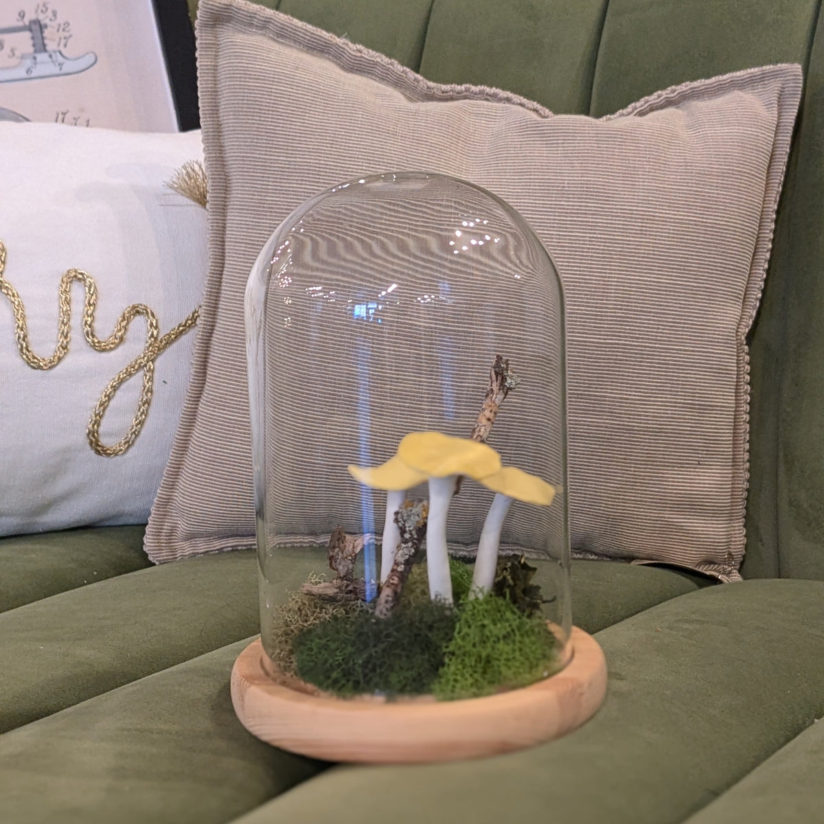 Handmade Ecoclay Yellow Capped Mushroom Terrarium