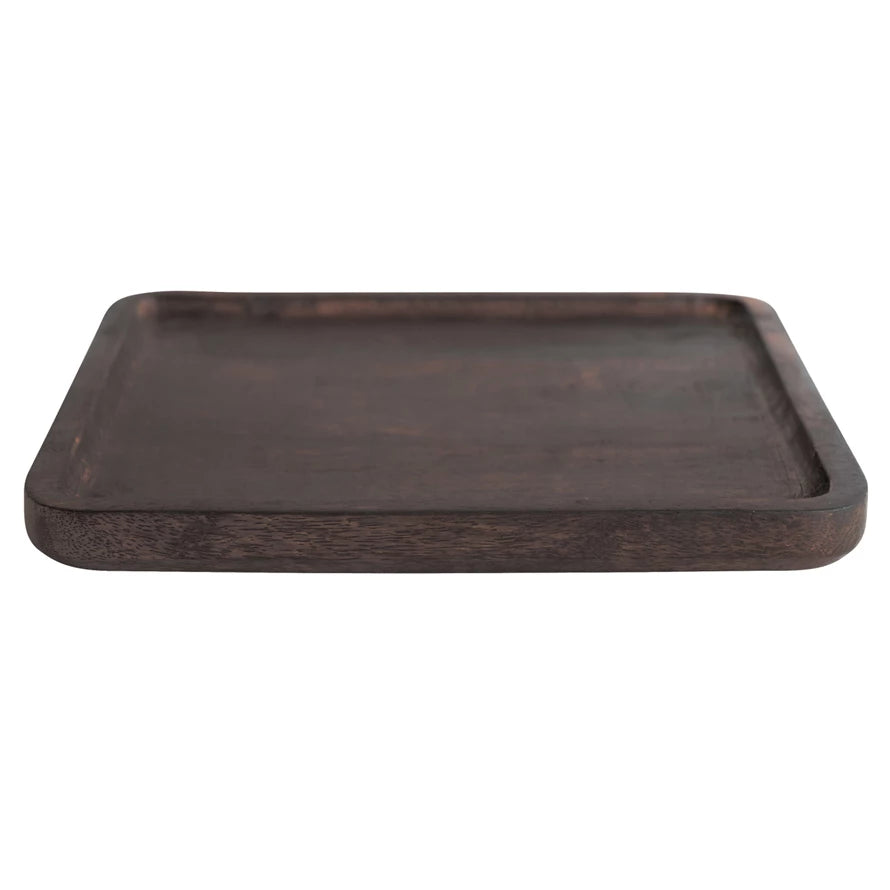 Hand Carved Mango Wood Plate - Espresso